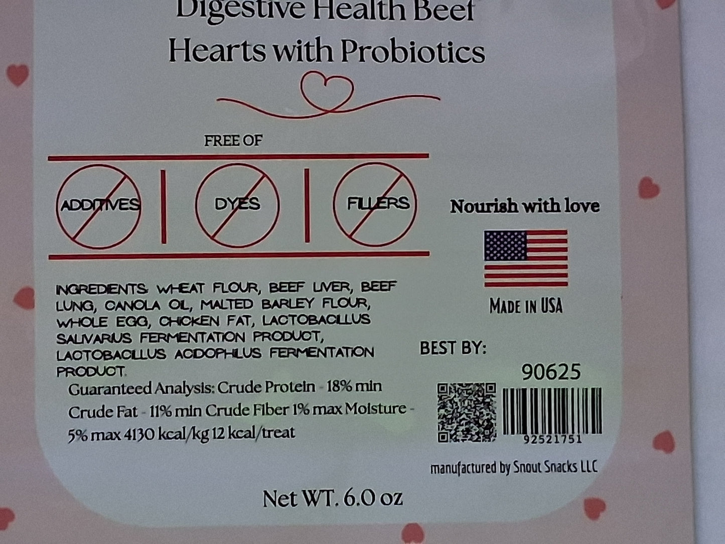Digestive Health Beef Hearts with Probiotics Dog Treats