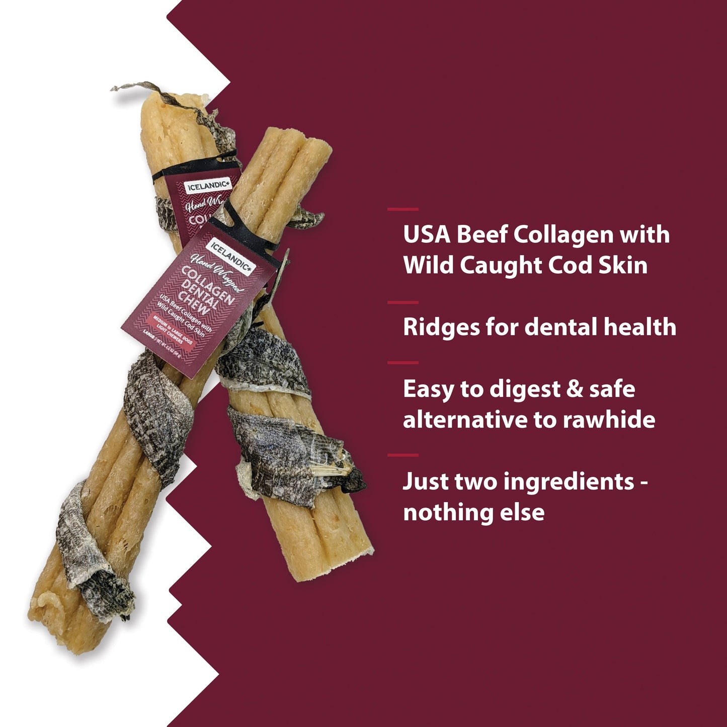 Beef Collagen Dental Chews Cod Skin 8" Chew