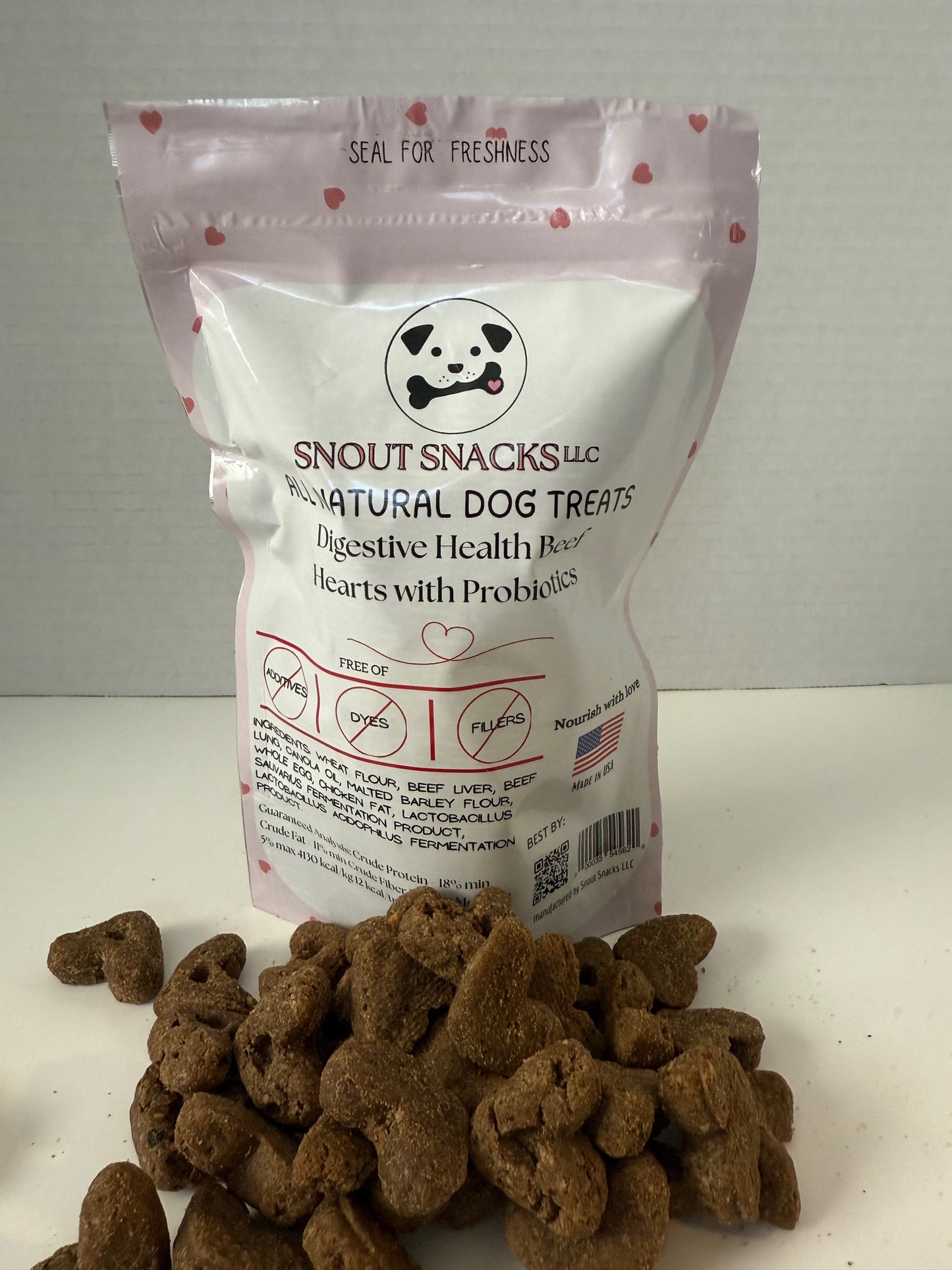 Digestive Health Beef Hearts with Probiotics Dog Treats